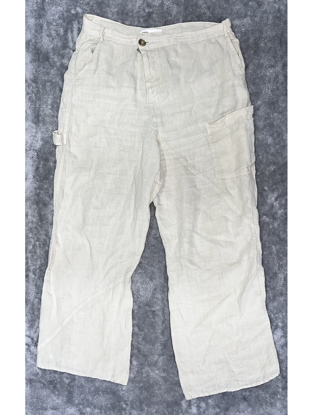 Zara Trousers Linen Beach Summer Straight Wide Leg SZ. Medium Women’s
